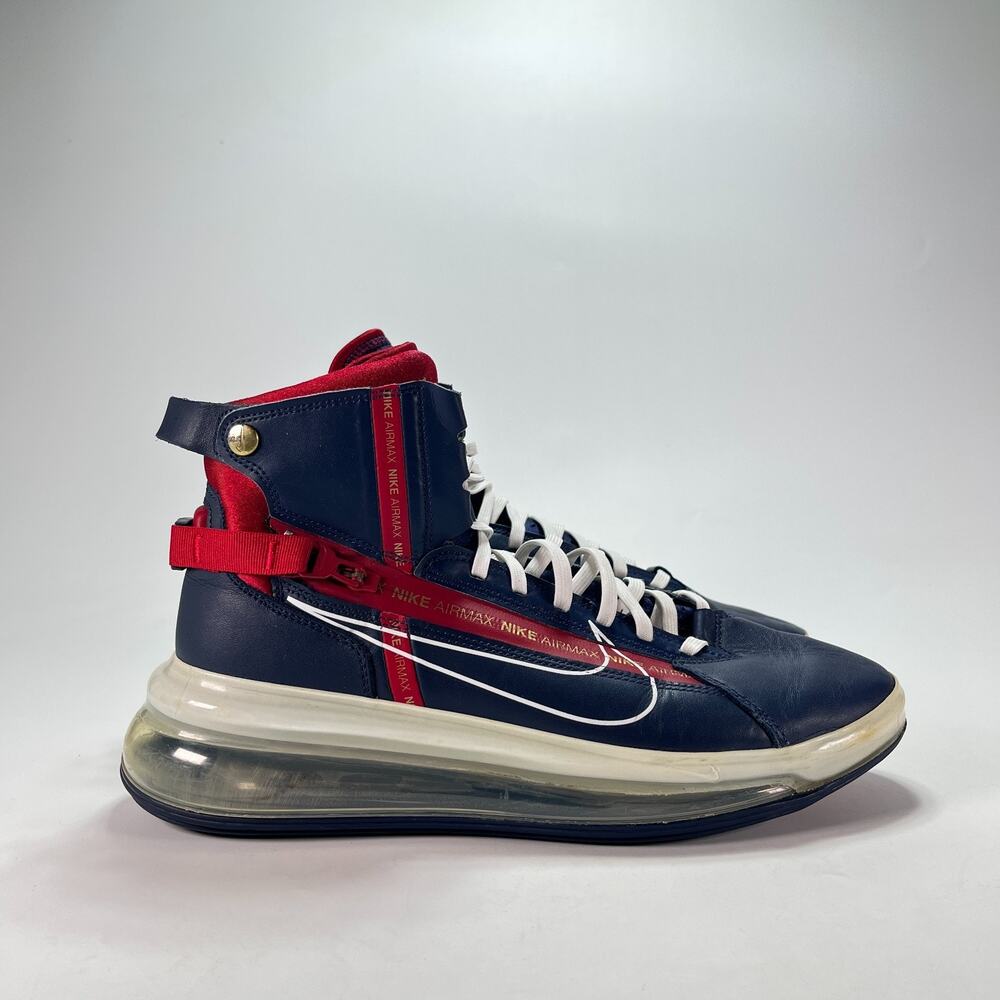 Nike Air Max 720 Saturn Midnight Navy Gym Red Sneakers AO2110-400 Men's Size 10